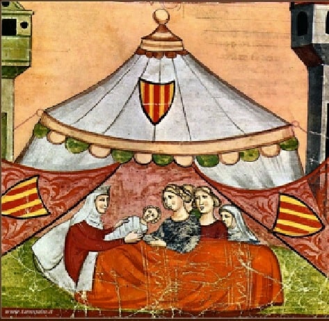 El nacimiento de Federico II en la Cronica Nuova de Giovani Villani (ca. 1438)