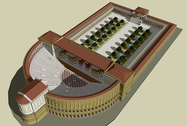 Recreación digital del teatro de Pompeyo, donde se erigió una estatua de Lucio Elio Sejano en el 22 d.C.