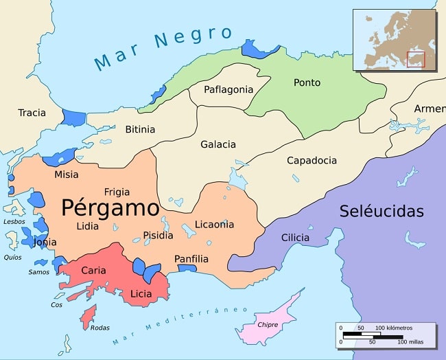 El reino de Pérgamo en el siglo II a. C., en tiempos de Aristónico