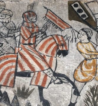 Entrada de Jaime I, de la monarquía aragonesa, a Valencia en 1238 según las pinturas del Castillo Caltravo de Alcañiz