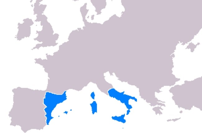 La Corona de Aragón en su mayor expansión tras la integración definitiva de Nápoles en 1506