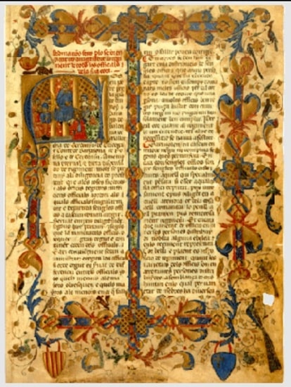 Página de las Ordinacions de Casa i Cort de Pedro IV “el Cerimomioso”, uno de los reyes de la monarquía aragonesa