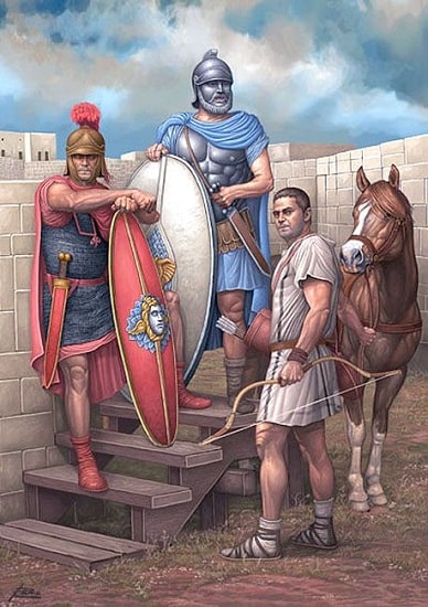 Soldados seléucidas del siglo II a. C. Obra de Ángel García Pinto