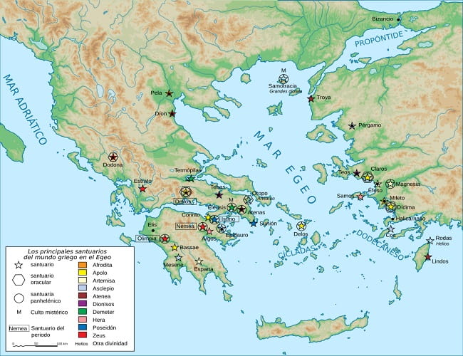 Principales santuarios del mundo griego antiguo