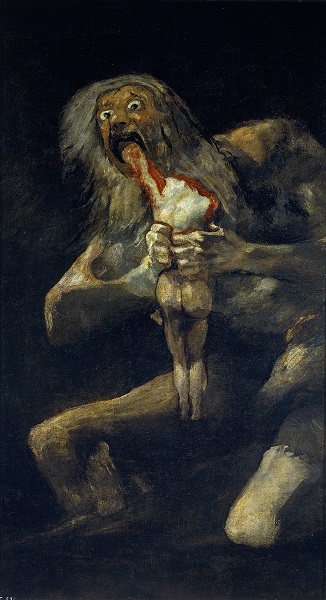  Cuadro de Francisco de Goya en el que se observa a Saturno, dios romano que se identifica con Cronos, devorando a uno de sus hijos