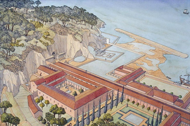 Reconstrucción del aspecto de la villa de Tiberio en Sperlonga