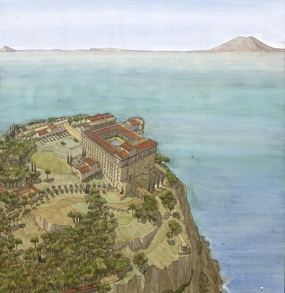 Reconstrucción del aspecto de la villa Iovis de Tiberio en Capri hecha por Jean-Claude Golvin