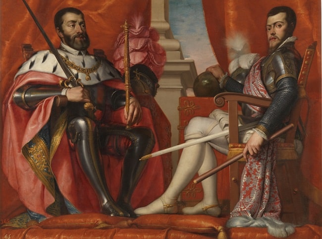 Carlos V y Felipe II, obra de Antonio Arias Fernández. Estos reyes son protagonistas de "Austrias", libro de Alfredo Alvar Ezquerra