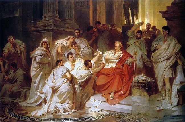 La muerte de César, obra hecha por Carl Theodor von Piloty en 1865
