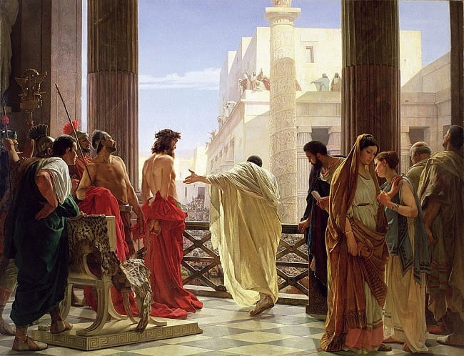 "Ecce Homo", obra del pintor Antonio Ciseri hecha en 1862 en la que se imagina el juicio de Jesús histórico ante Poncio Pilato
