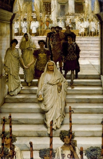 El triunfo de Tito, óleo de Lawrence Alma-Tadema hecho en 1885. Tito es uno de los protagonistas de Pax. Guerra y paz en la edad de oro de Roma