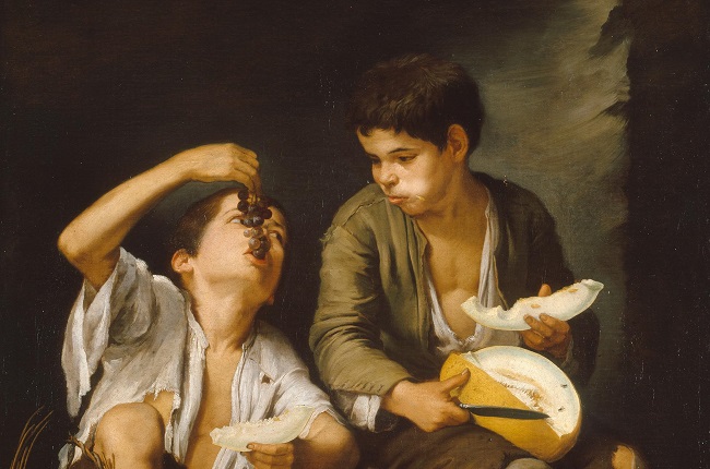 Niños comiendo uvas y melón, de Murillo, desvela temas presentes en el libro Fiesta y tragedia