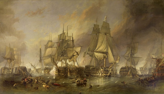 La batalla de Trafalgar, obra creada por William Clarkson Stanfield en 1836